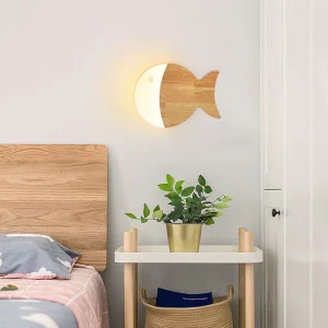 Nordic Creatieve Eenvoudige Houten Kunst Kleine Vis LED Lamp