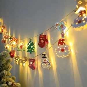 FestoonLicht - 1 Stuk Kerst LED-Lichtsnoer met Sneeuwpop, Kerstman & Kous Decoraties