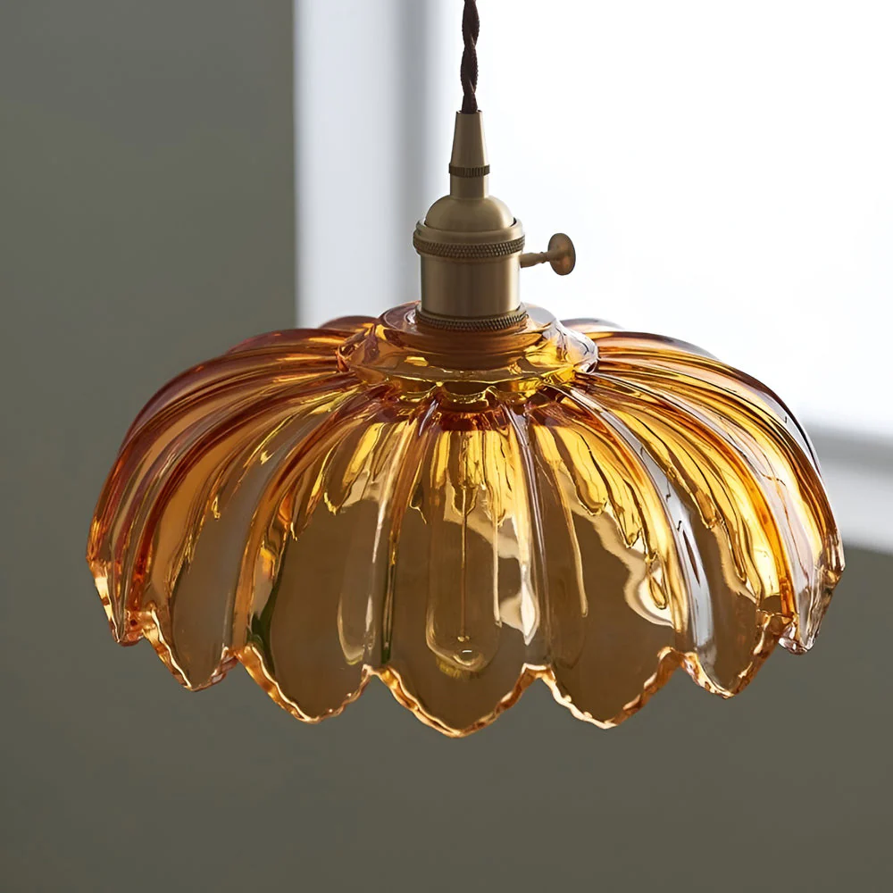 BrassBloom - Vintage Hanglamp van Glas en Messing voor Woonkamer en Eetkamer - Afbeelding 8