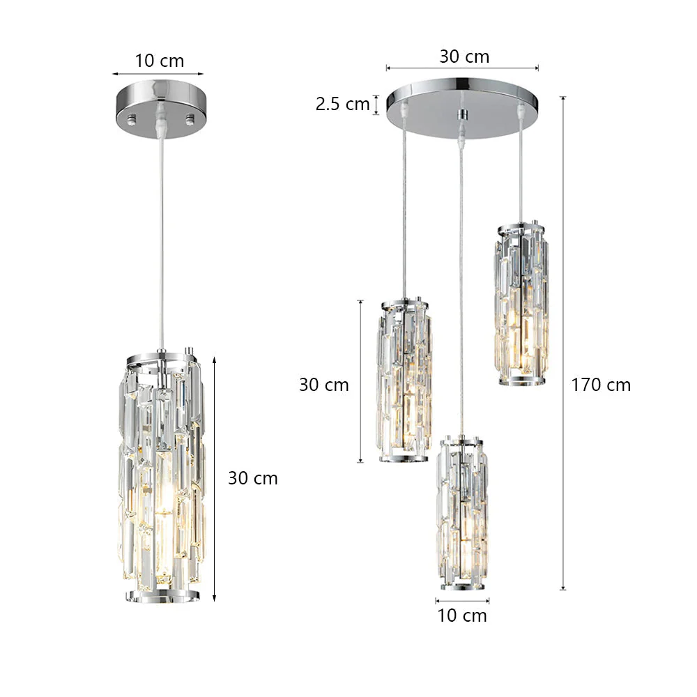 VintageCrystal - Industriële Hanglamp van Glas en IJzer voor Woonkamer en Eetkamer - Afbeelding 8