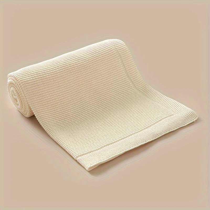 Soft Cotton Knit Swaddle Deken - Effen Kleur, Geometrisch Patroon, Perfect voor Diverse Gelegenheden - Afbeelding 8