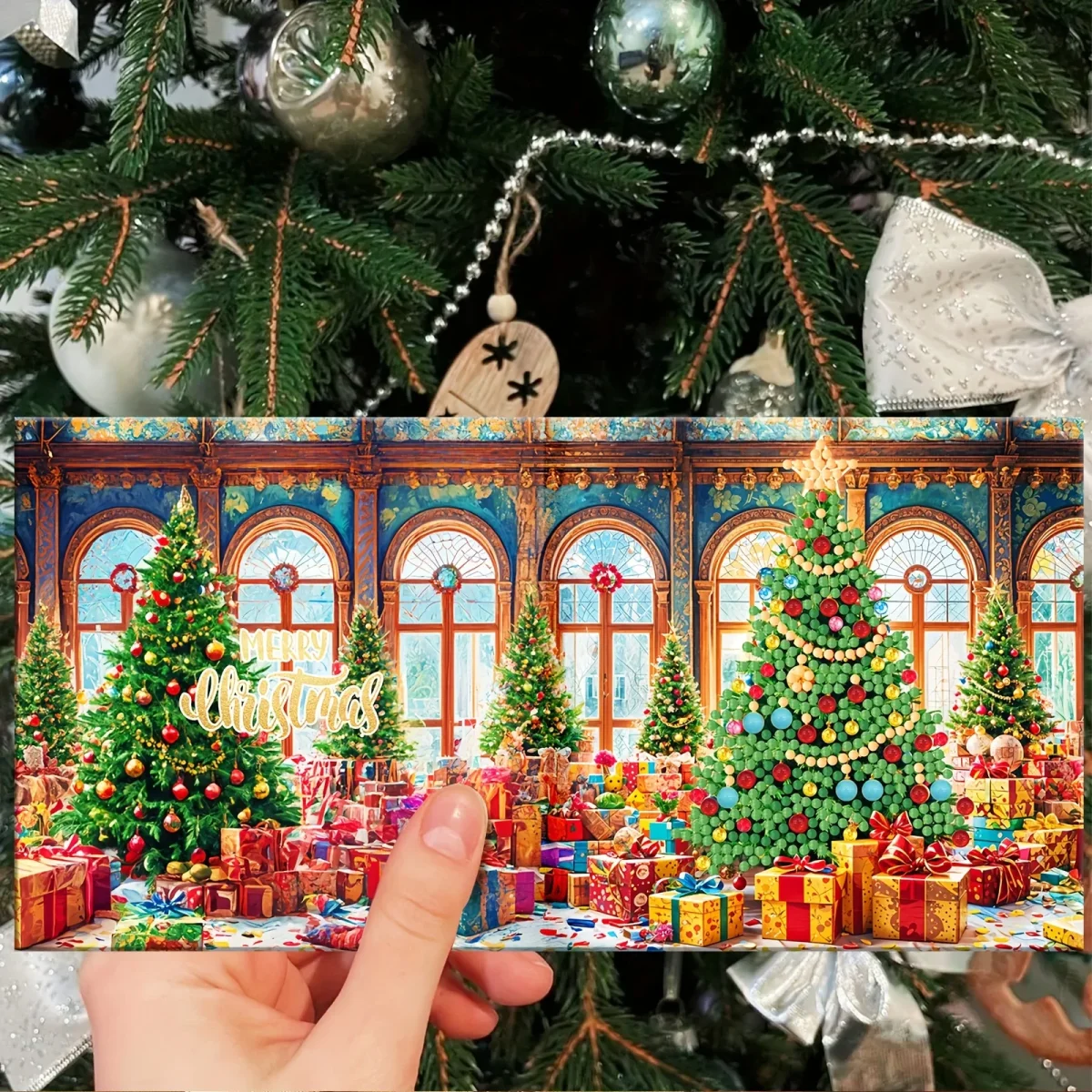 12pcs DIY Diamond Painting Christmas Card Kit - Santa & Dieren Ontwerpen, Feestelijke Groetekaarten voor Kerstwensen en Feestfavorieten - Afbeelding 9