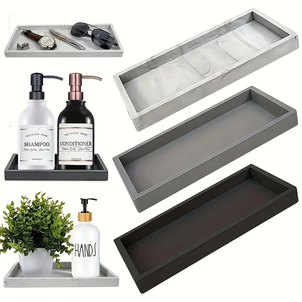 SiliconeTray - Elegante Siliconen Kaptafel Organizer voor Badkamer & Decor - Afbeelding 2