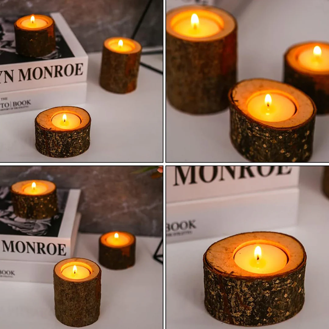 40-Pack Houten Theelichthouders - Rustieke Kaarsenhouders voor Feestdagen en Bruiloften - Afbeelding 7