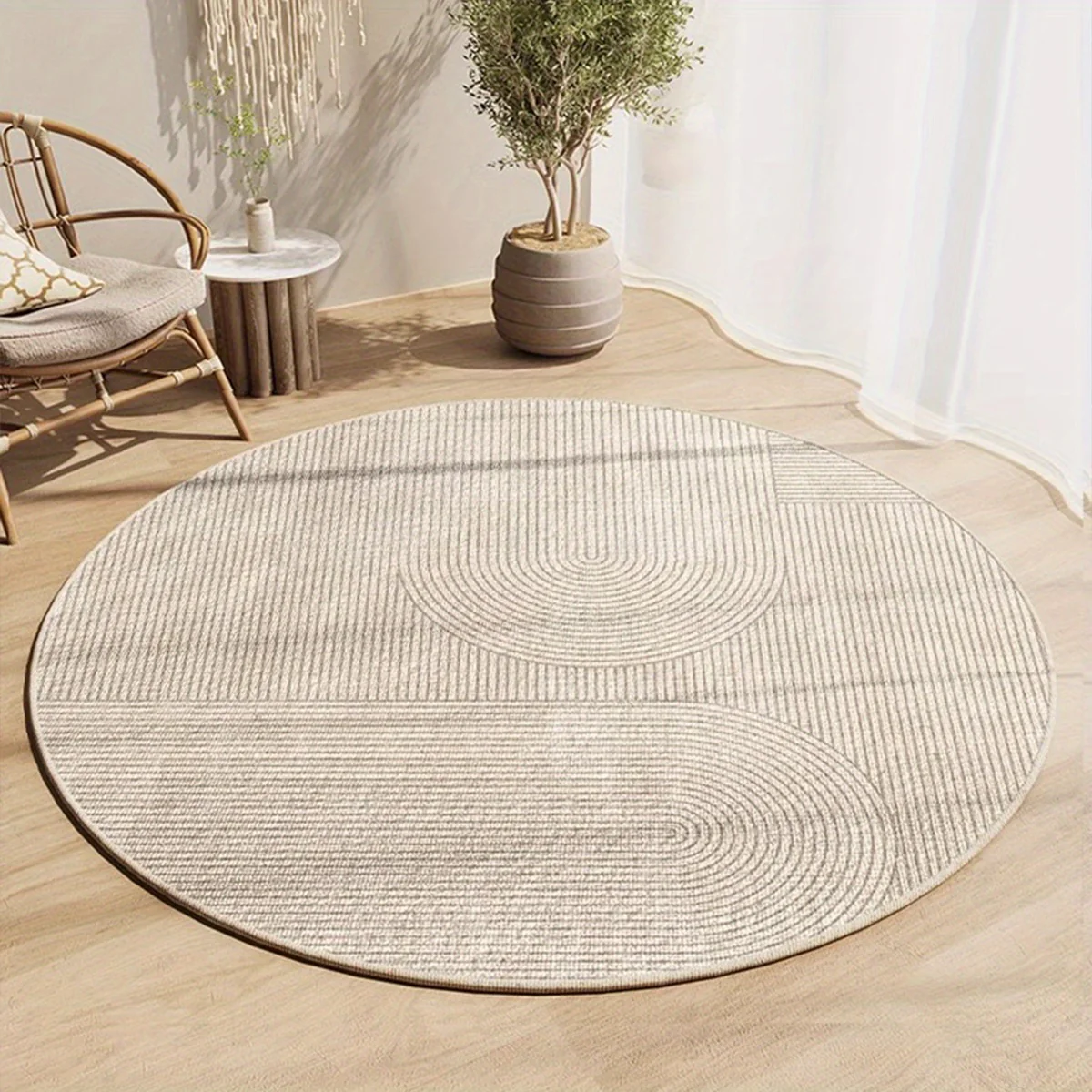 Rond Velvet Vloerkleed - Zacht, Antislip, 8mm Dikke Pool voor Slaapkamer en Woonkamer - Afbeelding 3