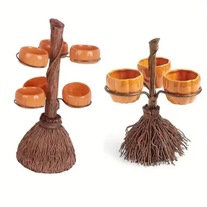 BroomServe-Harschaaltjes - Feestelijke Halloween Kommen op Bezemsteel