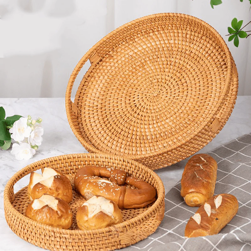 RattanServe - Natuurlijk Rotan Geweven Dienblad | Voor Keuken & Eetkamer - Afbeelding 2