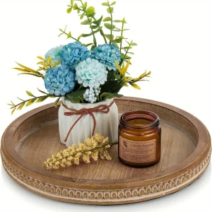 WoodenServe - Vintage Houten Schaal met Kralenrand