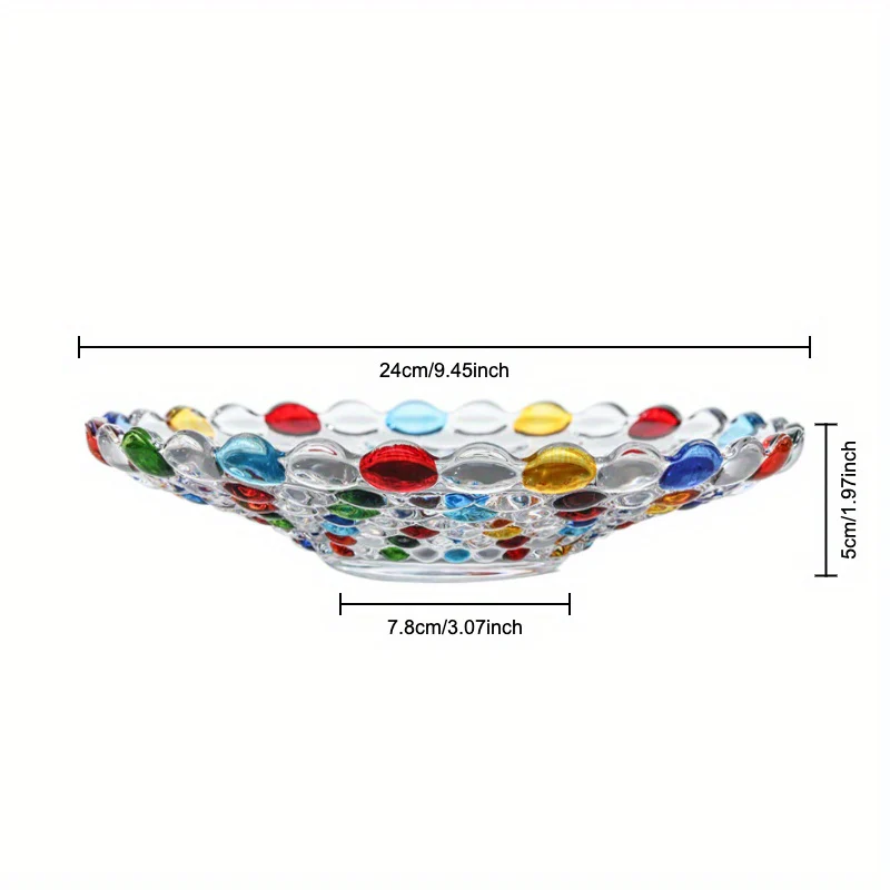BohoServe-Polkadot Kom - Kleurrijke Glazen Fruitkom voor Thuis & Keuken - Afbeelding 7