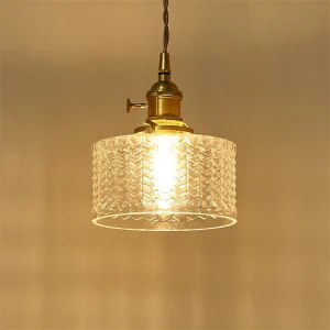 Moderne Korte Cilinder Hanglamp met Draaiknop in Messing