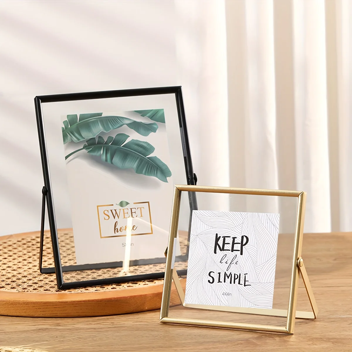 Elegante Metalen Fotolijst - 10.16cm of 15.24cm Enkele Foto Weergave, Modern Goud & Zwart Ontwerp voor Thuis en Kantoor - Afbeelding 6