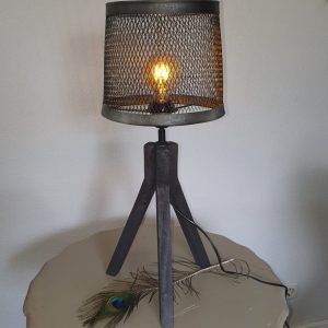 Stoere tafellamp – antraciet/zwart