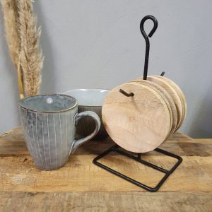 Ronde onderzetters aan rekje (6 st.)