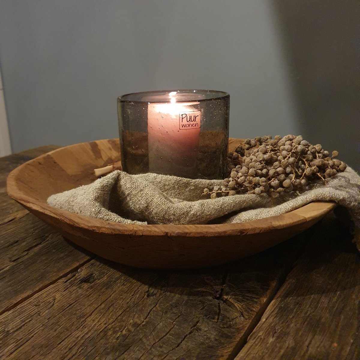 Windlicht Smokey Grey Bubbles 14/14 ~ Puur Wonen - Afbeelding 6
