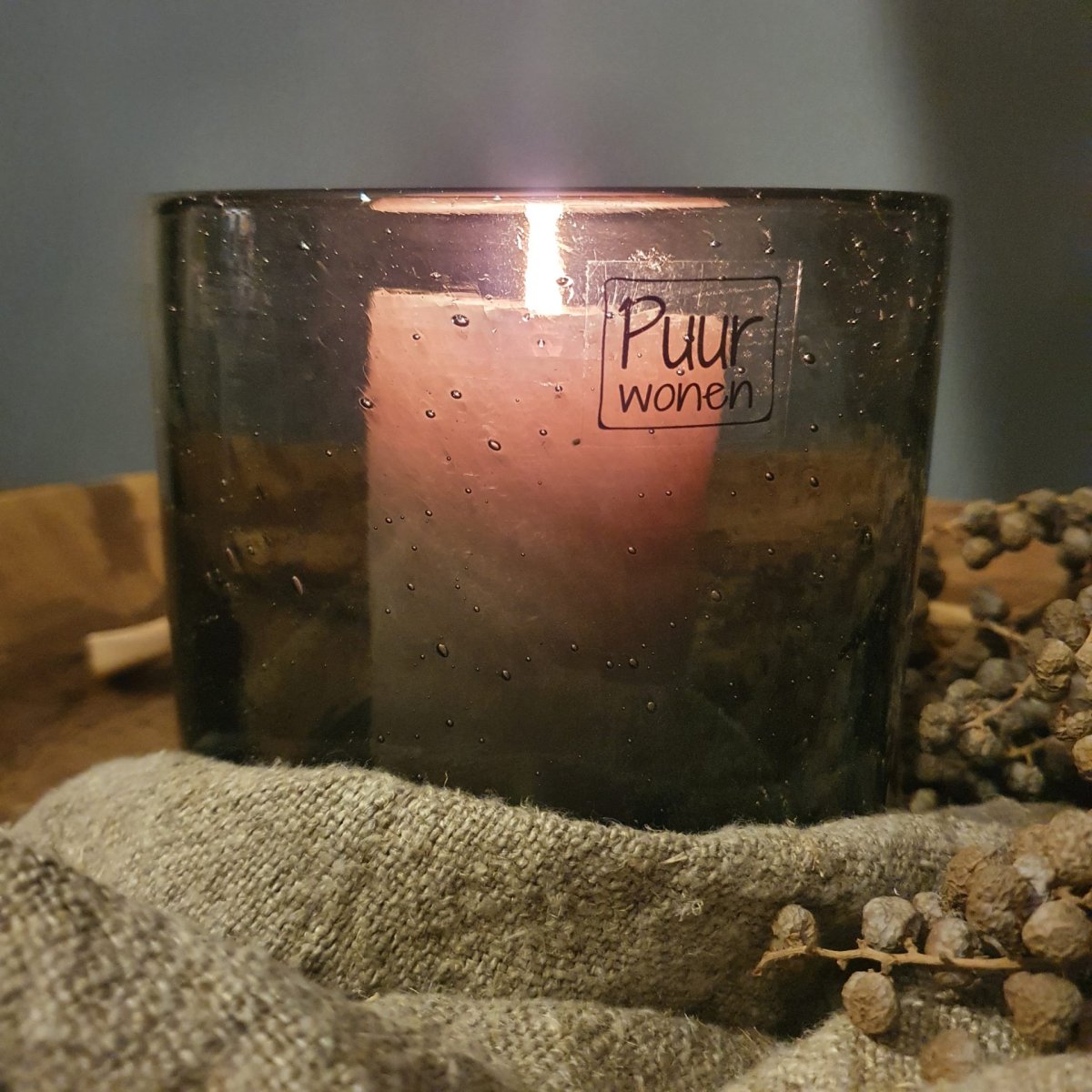 Windlicht Smokey Grey Bubbles 14/14 ~ Puur Wonen - Afbeelding 7
