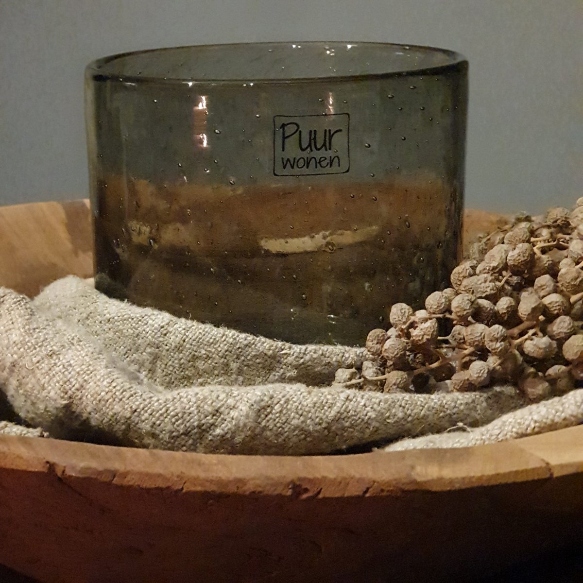 Windlicht Smokey Grey Bubbles 14/14 ~ Puur Wonen - Afbeelding 3