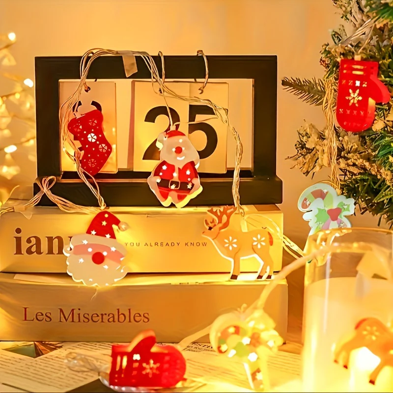 FestoonLicht - 1 Stuk Kerst LED-Lichtsnoer met Sneeuwpop, Kerstman & Kous Decoraties - Afbeelding 3