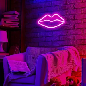 GlowLips - Neon Roze LED Lippenlamp, USB Voeding, Valentijnsdag Decoratie