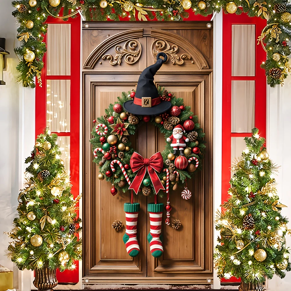 HolidayBanner - Polyester Kerstdeurbanner met Krans - Afbeelding 5