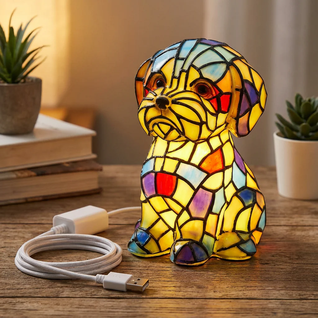 Hond Lamp Mozaiek Hars Tafellamp Decoratief - Afbeelding 2