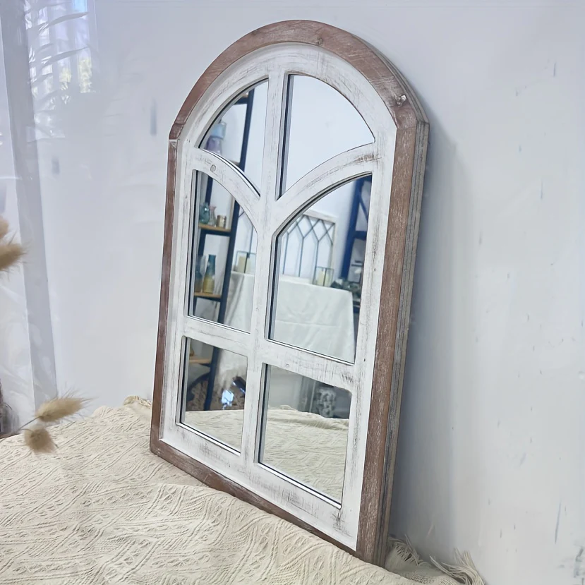 Rustic Farmhouse Wandspiegel – 58.42x45.72cm Grote Houten Lijst, Verticaal Hangende Spiegel voor Badkamer en Woonkamer