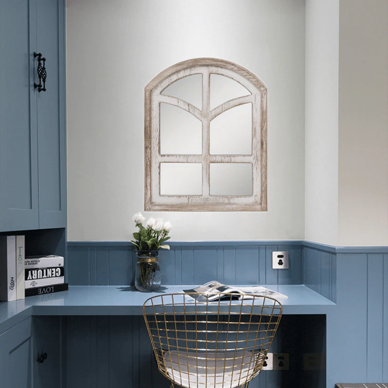 Rustic Farmhouse Wandspiegel – 58.42x45.72cm Grote Houten Lijst, Verticaal Hangende Spiegel voor Badkamer en Woonkamer - Afbeelding 8