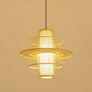 LotusLight - Aziatische Hanglamp van Bamboe in Zwart/Beige voor Restaurants