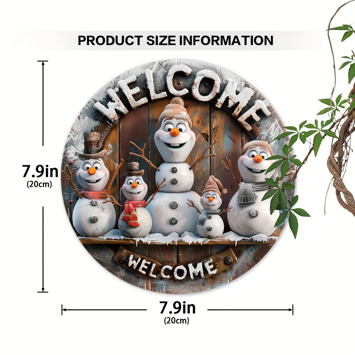 WelkomBord - Houten Kerstdecoratie Sneeuwpop Vintage - Afbeelding 7