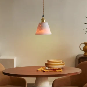 MountainGlow - Mid-Century Keramische Hanglamp met Bergmotief