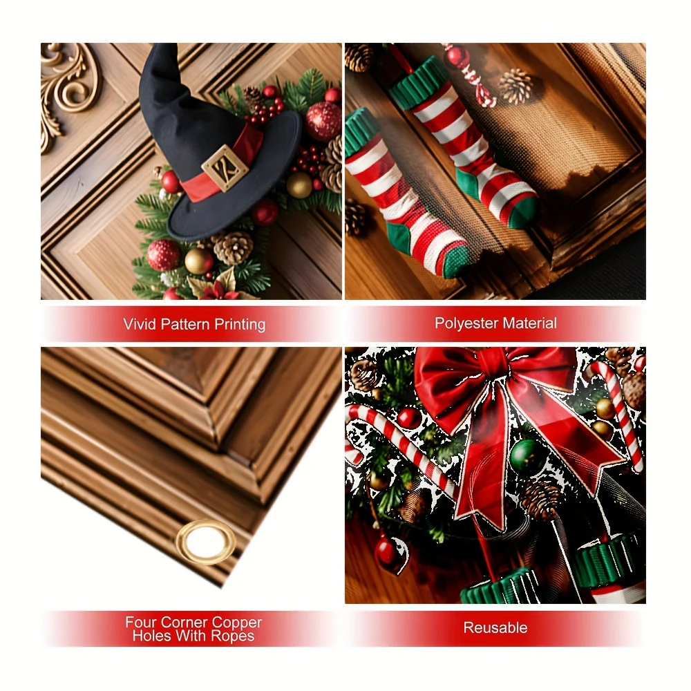 HolidayBanner - Polyester Kerstdeurbanner met Krans - Afbeelding 8