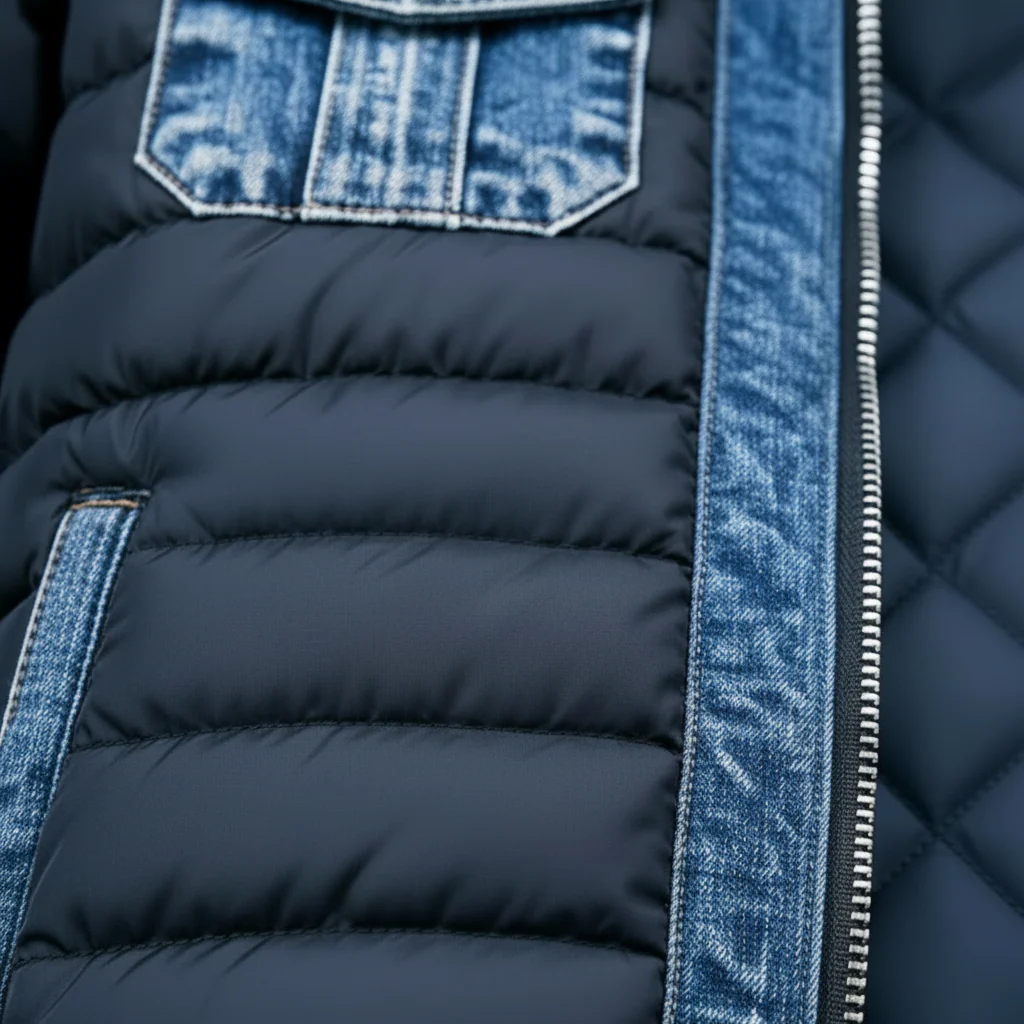 Heren Jas Denim Quilt Gewatteerd Modern - Afbeelding 5