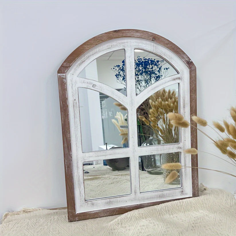 Rustic Farmhouse Wandspiegel – 58.42x45.72cm Grote Houten Lijst, Verticaal Hangende Spiegel voor Badkamer en Woonkamer - Afbeelding 5