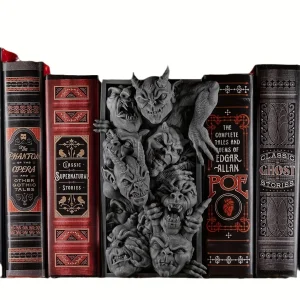 GothicGuard - Halloween Gotische Hars Boekenhouders - Decoratieve Demonen Beeldhouwwerk voor Planken en Bureaus
