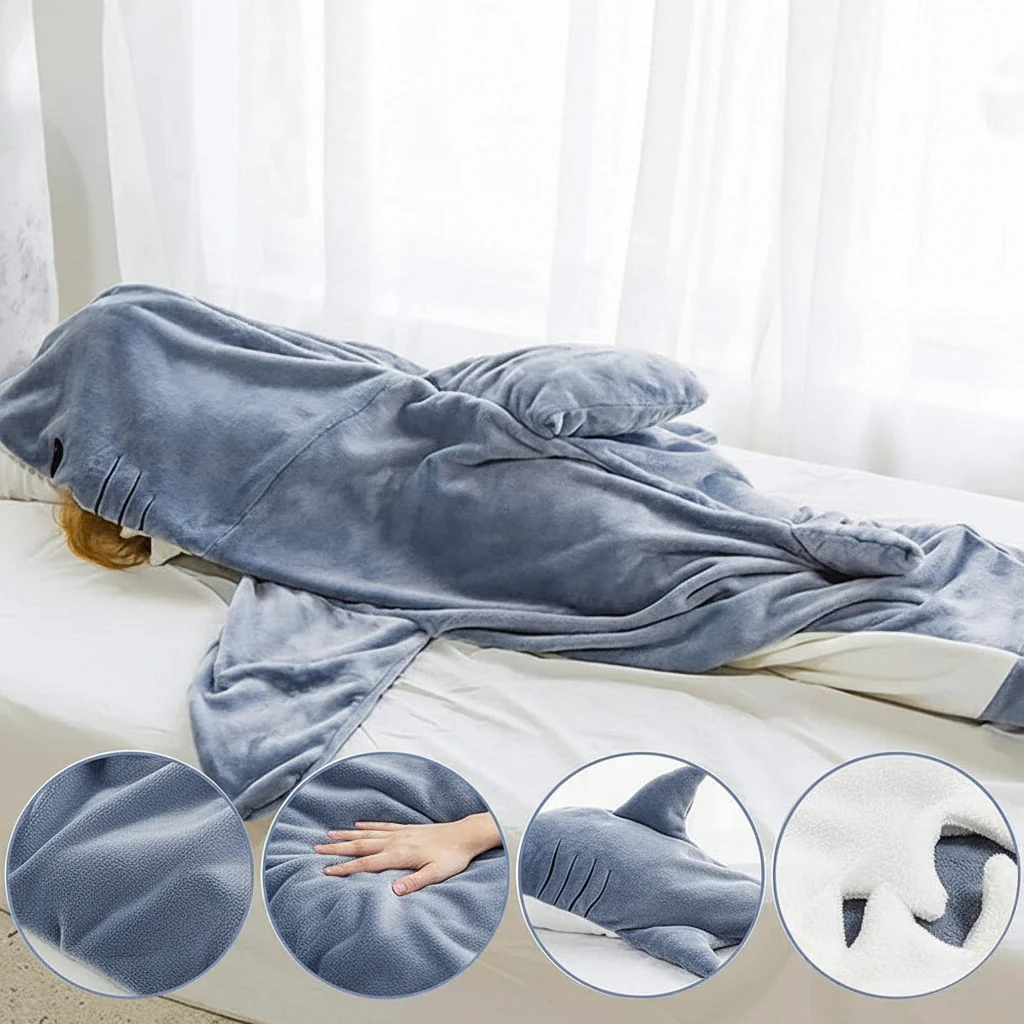 Deken Draagbaar Haai Fleece Warm Knuffel - Afbeelding 7