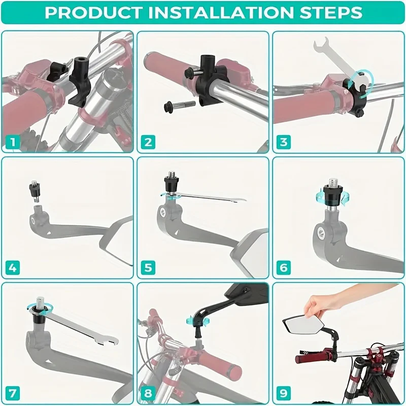 2 Stuks Verstelbare HD Achteruitkijkspiegels voor Fiets - 9in/23cm, Eenvoudige Installatie, Duurzaam - Afbeelding 5