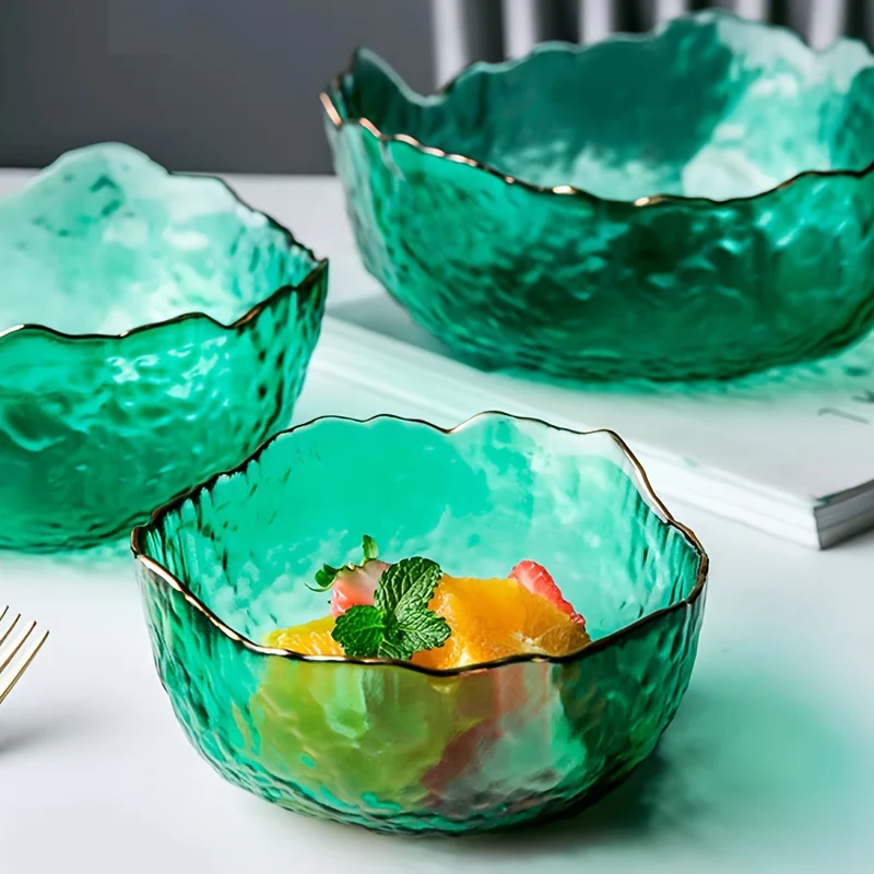 GlasLuxe - Goudgerande Glazen Kom Saladekom Set - Afbeelding 3