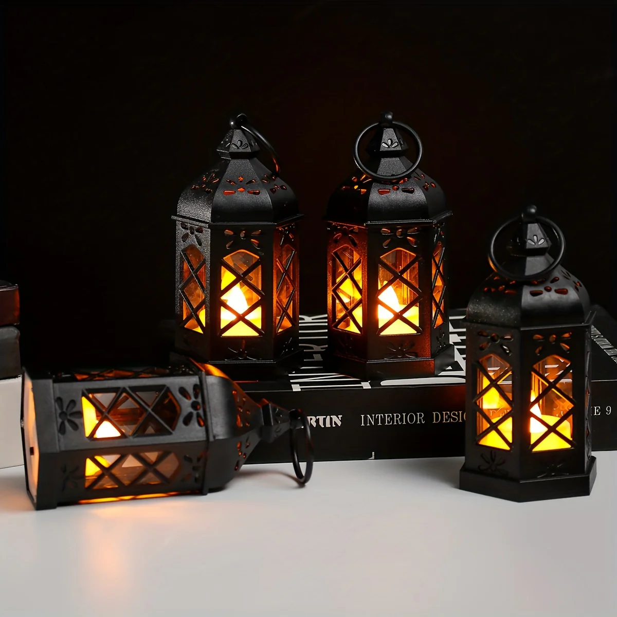 LuxeGlow - Rustieke LED-Lantaarns, Set van 2/4/6/12, Vintage Hangdecoratie op Batterijen voor Feesten & Kerstmis - Afbeelding 3