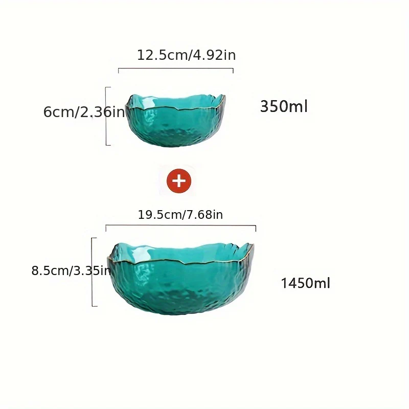 GlasLuxe - Goudgerande Glazen Kom Saladekom Set - Afbeelding 7