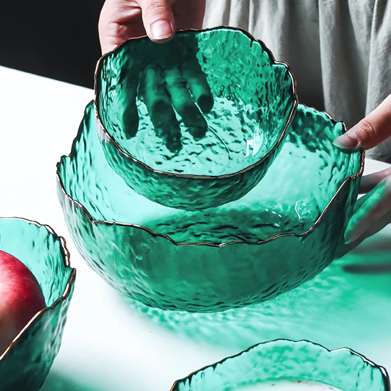 GlasLuxe - Goudgerande Glazen Kom Saladekom Set - Afbeelding 4