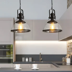 GlassDome - Industriële Vintage Hanglamp met Glazen Koepel voor Keuken en Eetkamer