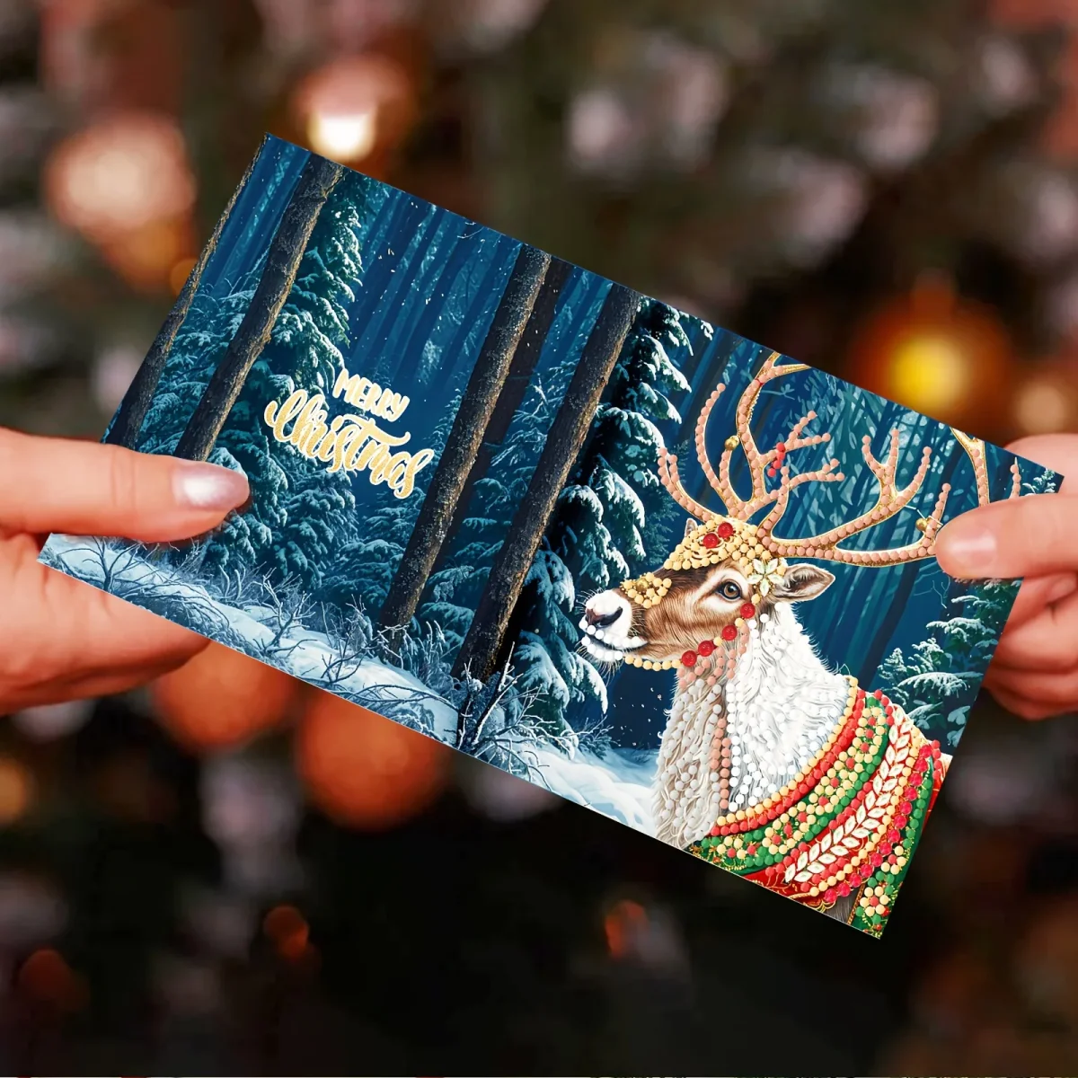 12pcs DIY Diamond Painting Christmas Card Kit - Santa & Dieren Ontwerpen, Feestelijke Groetekaarten voor Kerstwensen en Feestfavorieten - Afbeelding 6