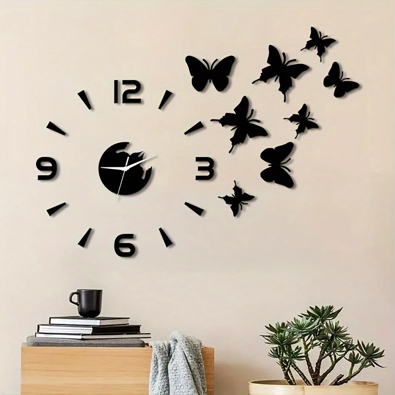 AcrylicButterfly - DIY 3D Vlinder Spiegel Muur Klok - Afbeelding 4