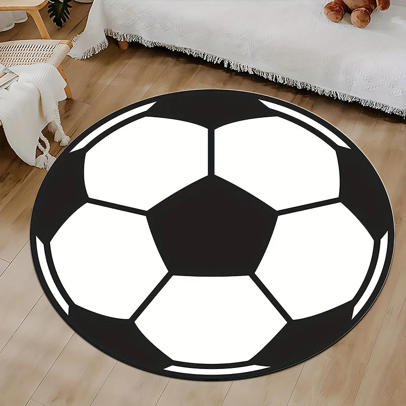 Voetbal Design Ronde Tapijt – Antislip, Machinewasbaar, Lichtgewicht Vloermat voor Woonkamer en Slaapkamer - Afbeelding 8