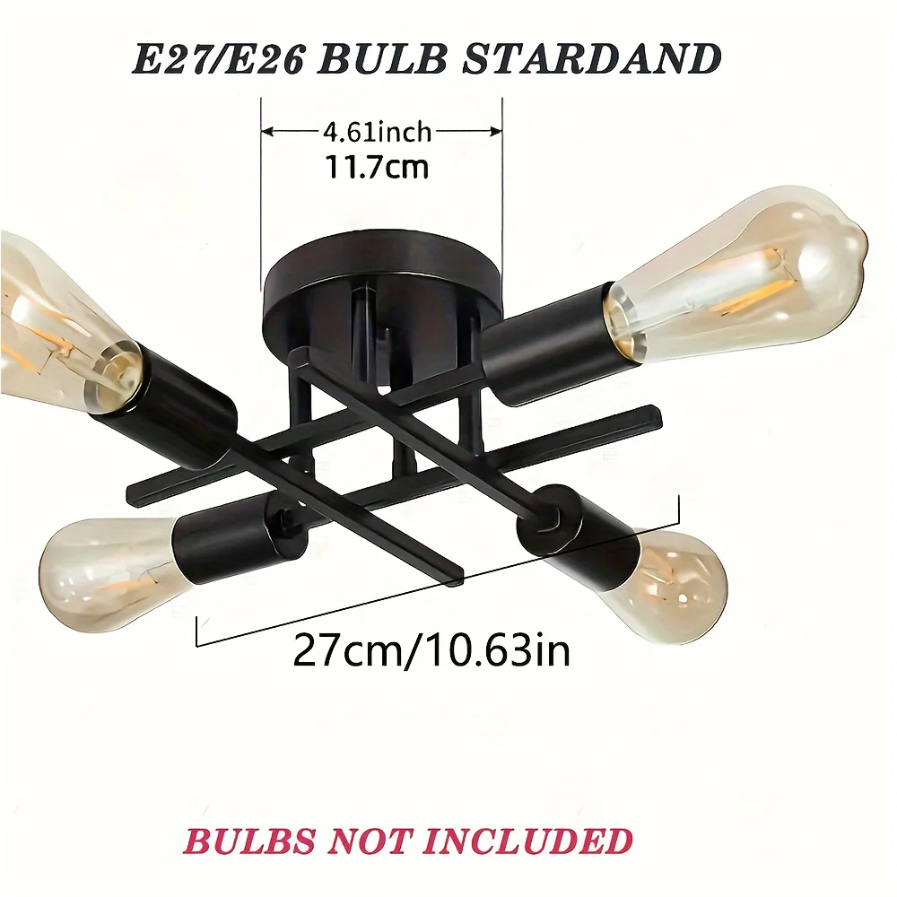 SatelliteLight - Zwarte IJzeren Moderne Plafondlamp met Industriële Stijl - Afbeelding 6