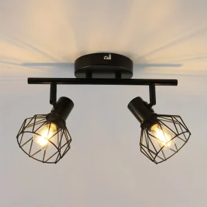 SpotFlex - Zwenkbare LED Plafondspot met 2 Bollen E14 Zwart