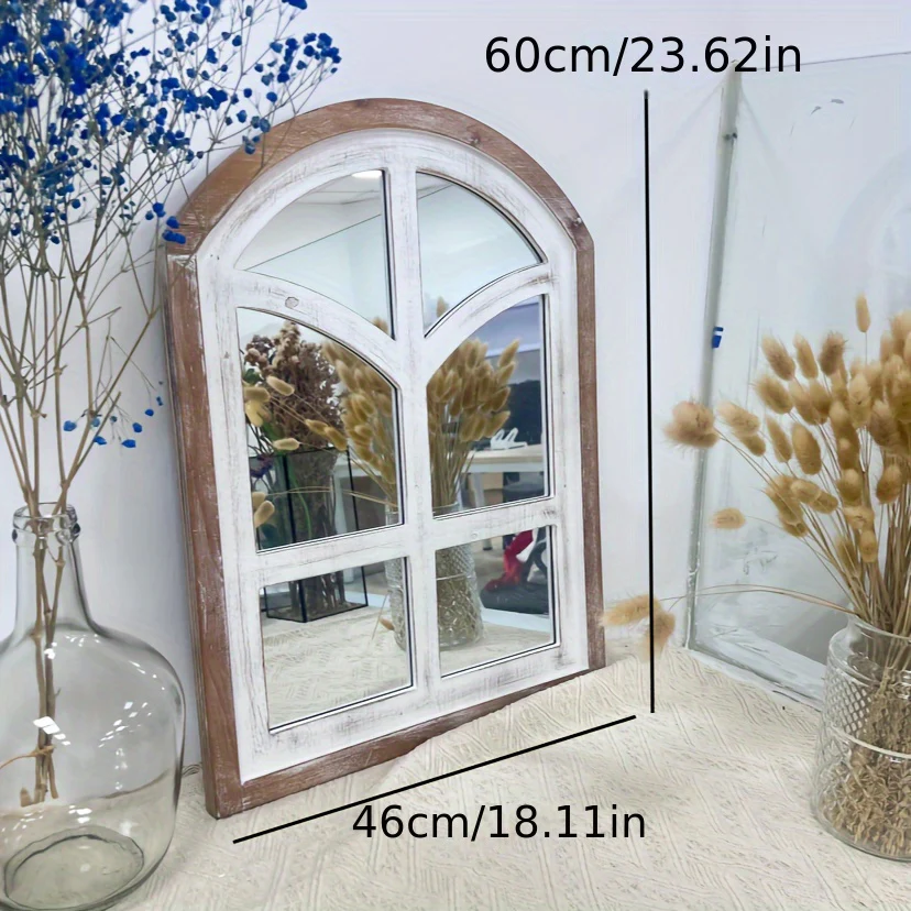 Rustic Farmhouse Wandspiegel – 58.42x45.72cm Grote Houten Lijst, Verticaal Hangende Spiegel voor Badkamer en Woonkamer - Afbeelding 3