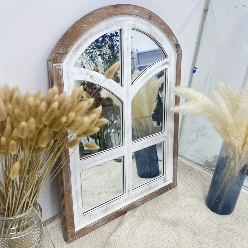 Rustic Farmhouse Wandspiegel – 58.42x45.72cm Grote Houten Lijst, Verticaal Hangende Spiegel voor Badkamer en Woonkamer - Afbeelding 6