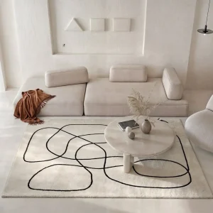 Vierkant wollen tapijt met abstracte patronen