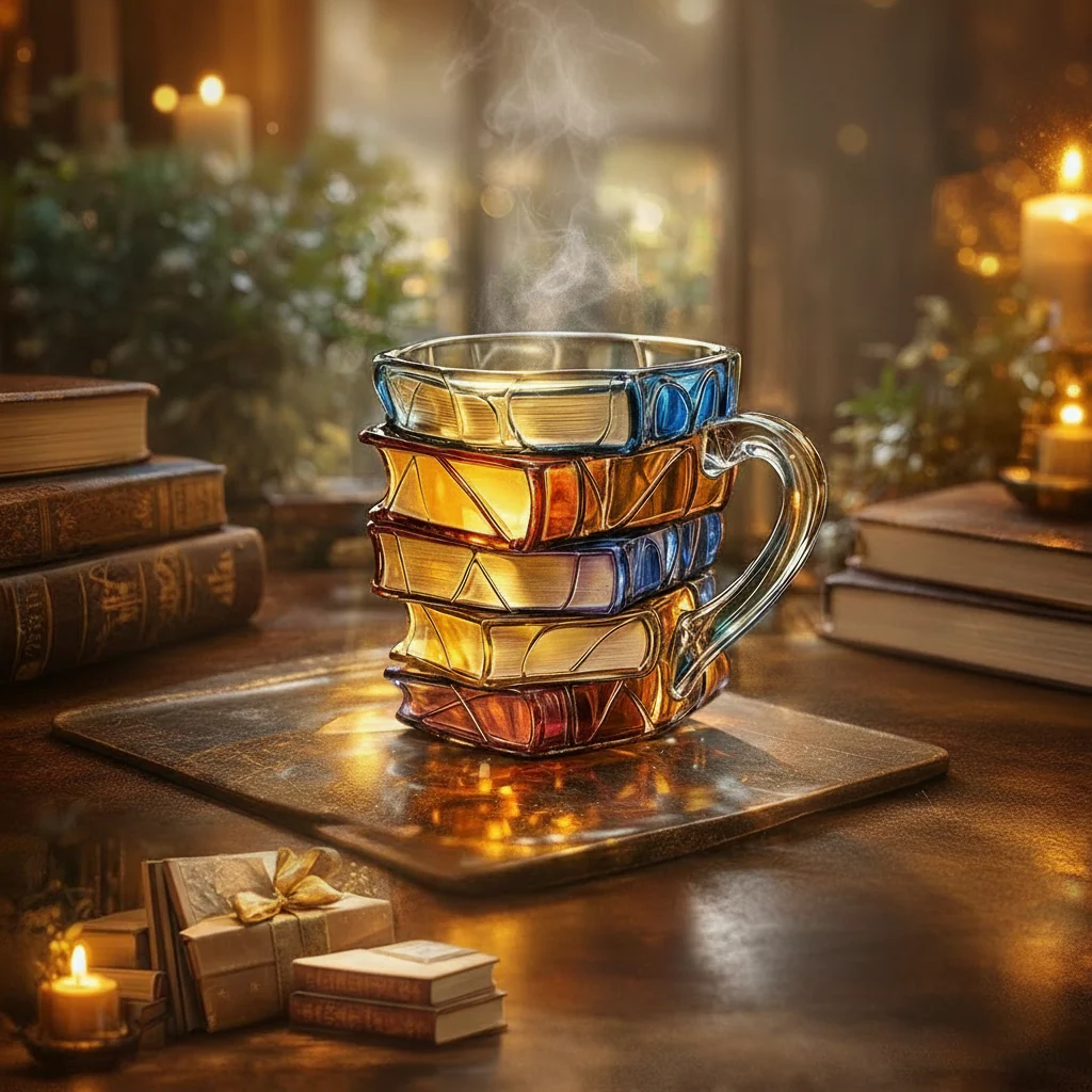 Koffiemok Boekontwerp 3D Glazen Mok Literair Decor
