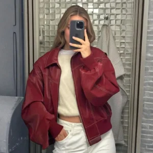 Dames Jas Oversized Biker Stijl Casual